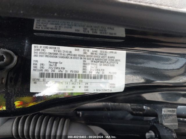 Photo 8 VIN: 1FADP3K27JL275772 - FORD FOCUS 