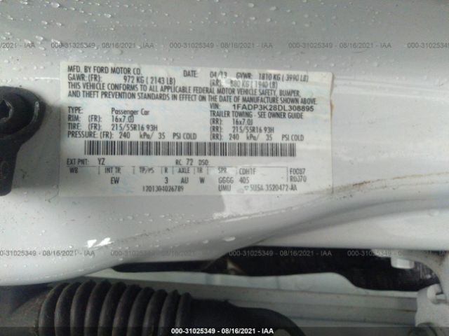 Photo 8 VIN: 1FADP3K28DL308895 - FORD FOCUS 