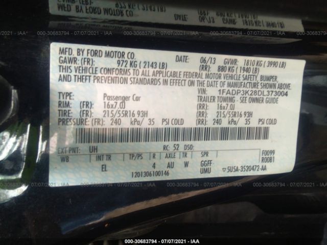 Photo 8 VIN: 1FADP3K28DL373004 - FORD FOCUS 