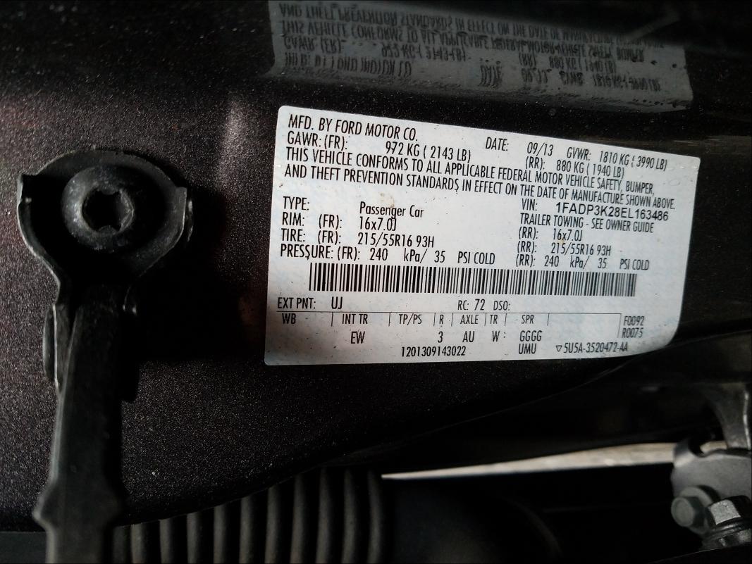 Photo 9 VIN: 1FADP3K28EL163486 - FORD FOCUS 