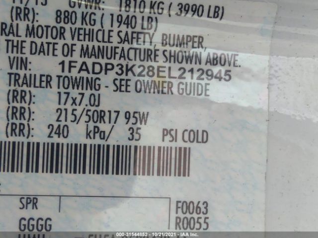 Photo 8 VIN: 1FADP3K28EL212945 - FORD FOCUS 