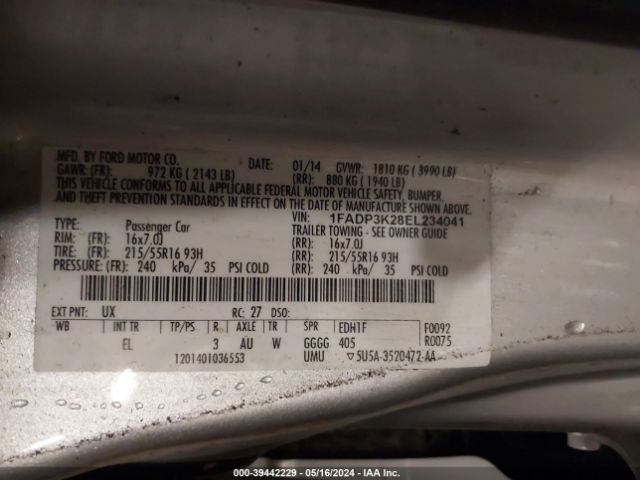 Photo 8 VIN: 1FADP3K28EL234041 - FORD FOCUS 