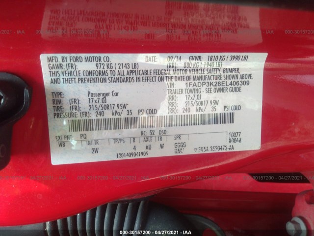 Photo 8 VIN: 1FADP3K28EL406309 - FORD FOCUS 