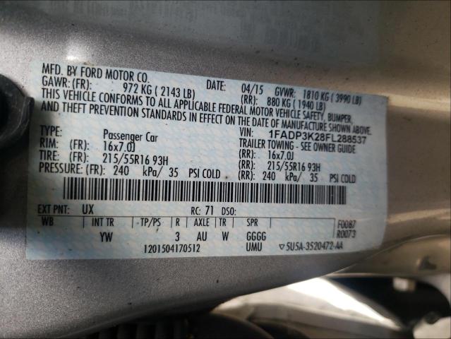 Photo 9 VIN: 1FADP3K28FL288537 - FORD FOCUS SE 