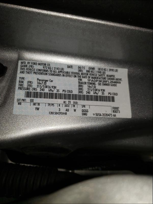 Photo 9 VIN: 1FADP3K28FL294869 - FORD FOCUS SE 