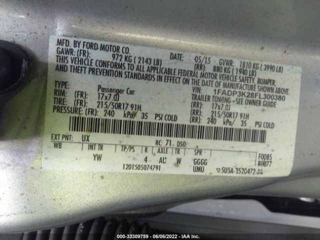 Photo 8 VIN: 1FADP3K28FL300380 - FORD FOCUS 