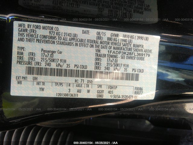 Photo 8 VIN: 1FADP3K28FL369179 - FORD FOCUS 