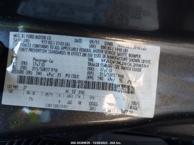 Photo 8 VIN: 1FADP3K28GL208591 - FORD FOCUS 