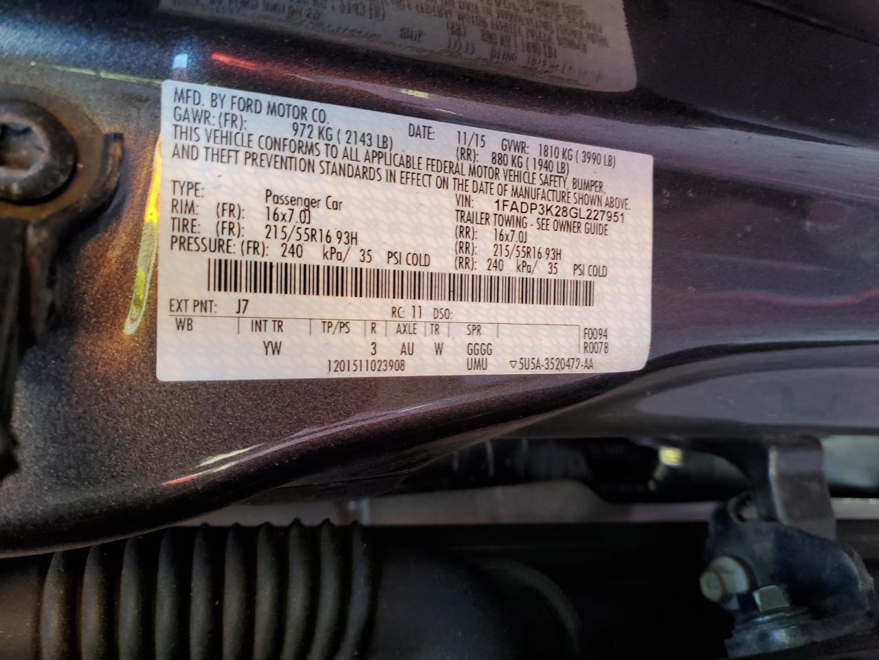 Photo 11 VIN: 1FADP3K28GL227951 - FORD FOCUS 