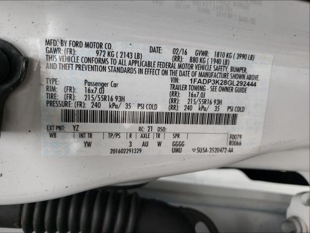 Photo 9 VIN: 1FADP3K28GL292444 - FORD FOCUS SE 