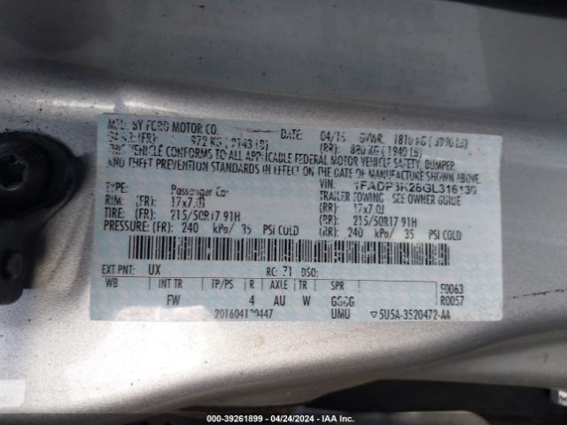 Photo 8 VIN: 1FADP3K28GL316130 - FORD FOCUS 