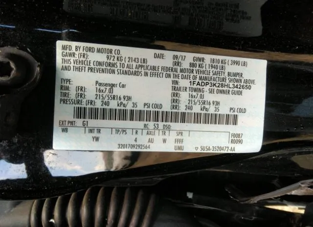 Photo 8 VIN: 1FADP3K28HL342650 - FORD FOCUS 