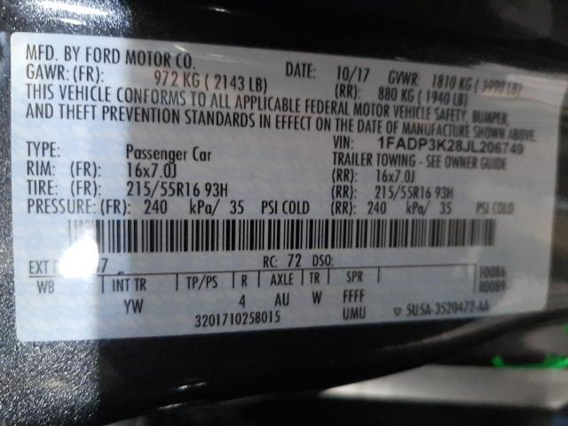 Photo 9 VIN: 1FADP3K28JL206749 - FORD FOCUS 