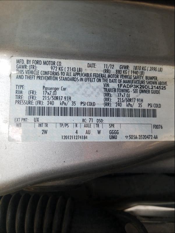 Photo 9 VIN: 1FADP3K29DL214525 - FORD FOCUS SE 