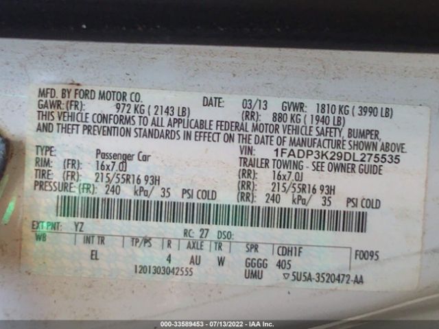 Photo 8 VIN: 1FADP3K29DL275535 - FORD FOCUS 