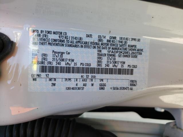 Photo 9 VIN: 1FADP3K29EL293759 - FORD FOCUS SE 