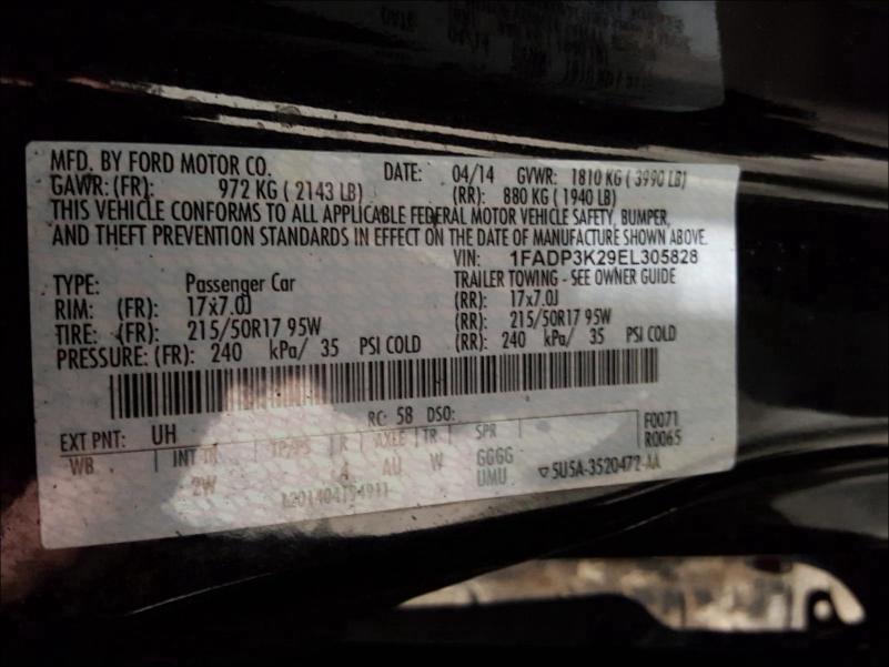 Photo 9 VIN: 1FADP3K29EL305828 - FORD FOCUS SE 