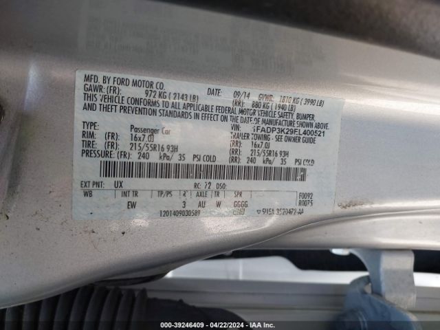 Photo 8 VIN: 1FADP3K29EL400521 - FORD FOCUS 