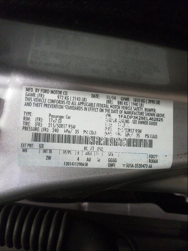 Photo 9 VIN: 1FADP3K29EL462825 - FORD FOCUS SE 