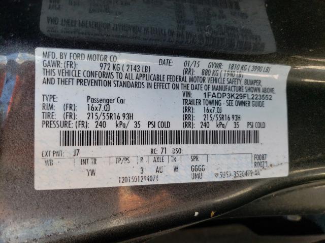 Photo 9 VIN: 1FADP3K29FL223552 - FORD FOCUS 