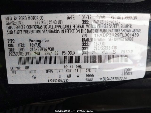 Photo 8 VIN: 1FADP3K29FL301439 - FORD FOCUS 