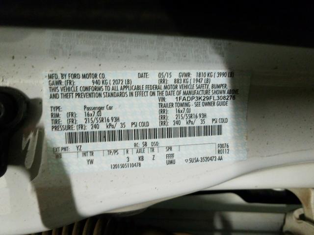 Photo 9 VIN: 1FADP3K29FL308276 - FORD FOCUS SE 