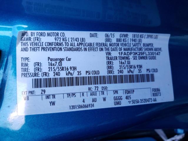 Photo 9 VIN: 1FADP3K29FL330147 - FORD FOCUS SE 