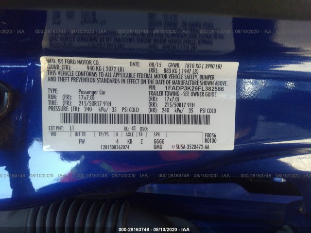 Photo 8 VIN: 1FADP3K29FL382586 - FORD FOCUS 