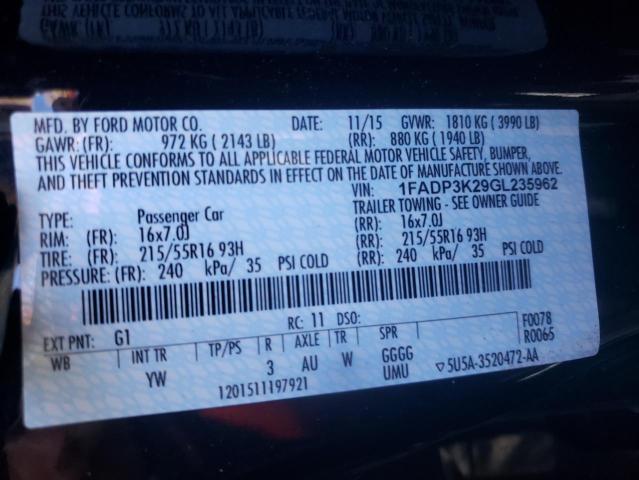 Photo 9 VIN: 1FADP3K29GL235962 - FORD FOCUS SE 