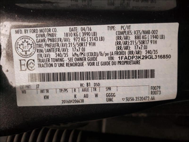 Photo 9 VIN: 1FADP3K29GL316850 - FORD FOCUS SE 