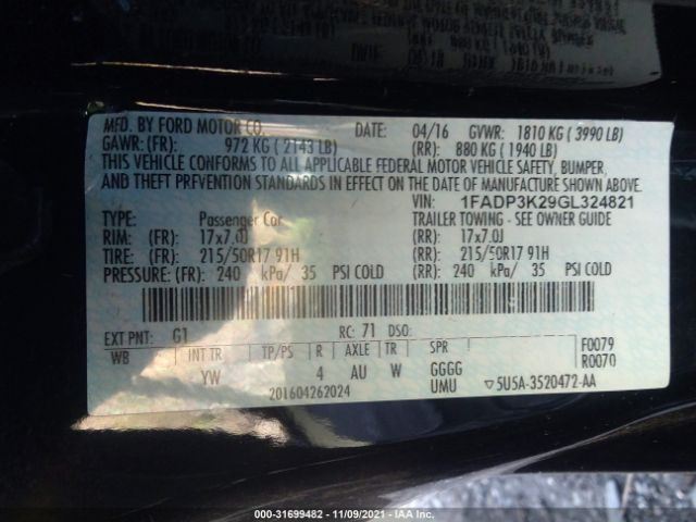 Photo 8 VIN: 1FADP3K29GL324821 - FORD FOCUS 