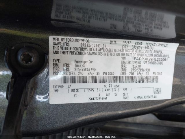 Photo 8 VIN: 1FADP3K29HL232061 - FORD FOCUS 