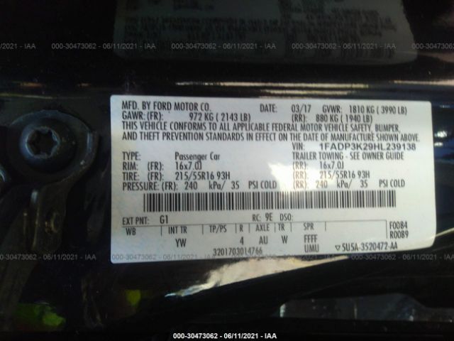 Photo 8 VIN: 1FADP3K29HL239138 - FORD FOCUS 