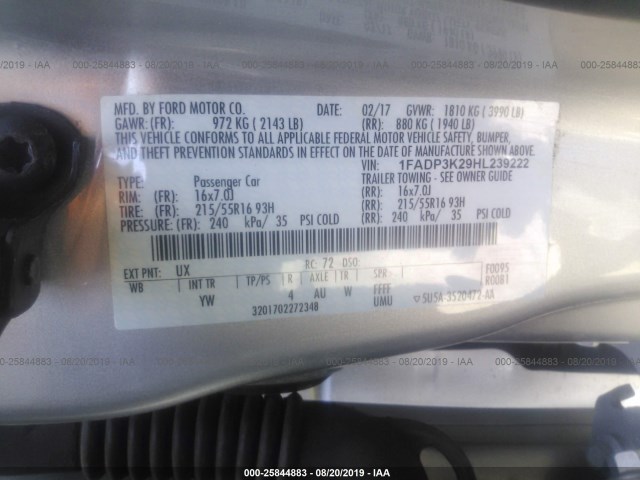 Photo 8 VIN: 1FADP3K29HL239222 - FORD FOCUS 