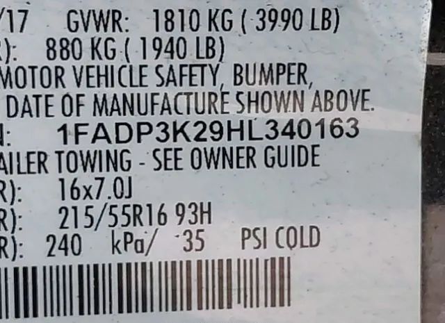 Photo 8 VIN: 1FADP3K29HL340163 - FORD FOCUS 