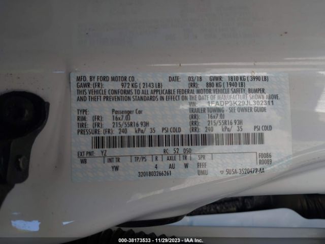 Photo 8 VIN: 1FADP3K29JL302311 - FORD FOCUS 