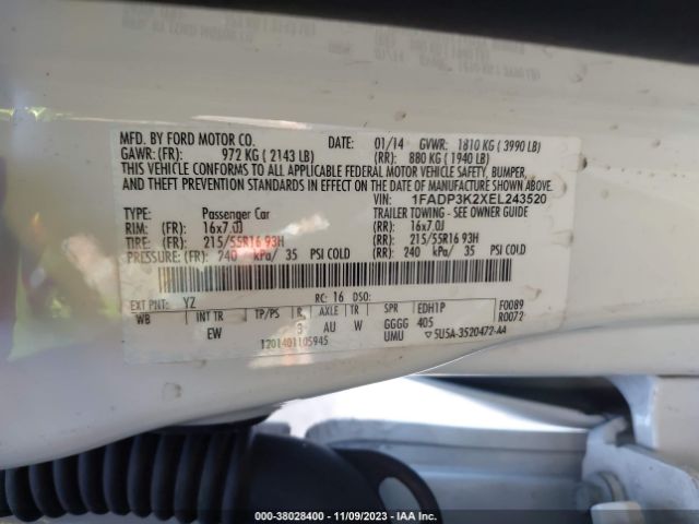 Photo 8 VIN: 1FADP3K2XEL243520 - FORD FOCUS 