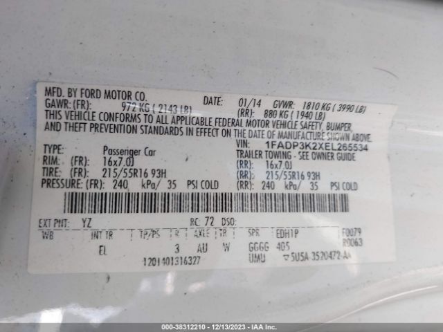 Photo 8 VIN: 1FADP3K2XEL265534 - FORD FOCUS 