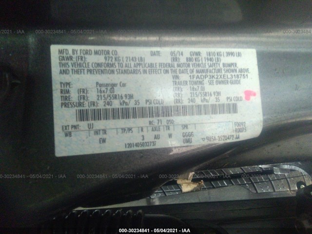 Photo 8 VIN: 1FADP3K2XEL318751 - FORD FOCUS 