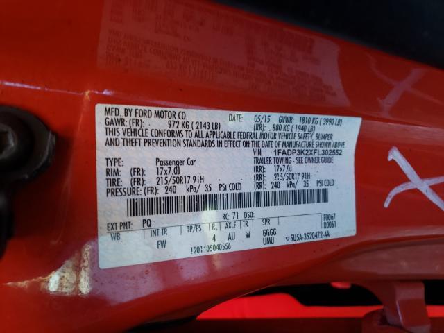 Photo 9 VIN: 1FADP3K2XFL302552 - FORD FOCUS SE 