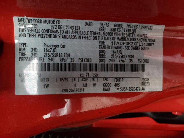 Photo 11 VIN: 1FADP3K2XFL343697 - FORD FOCUS 