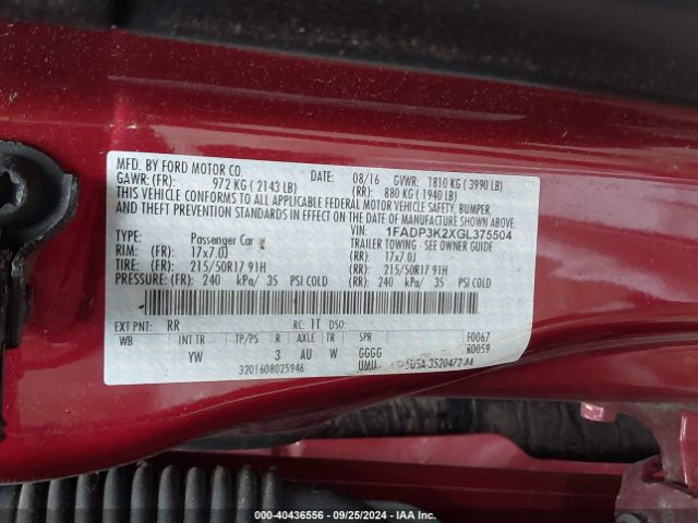 Photo 8 VIN: 1FADP3K2XGL375504 - FORD FOCUS 