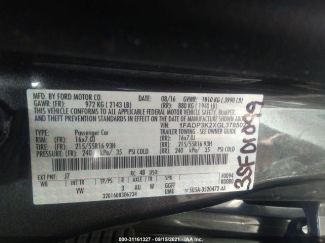 Photo 8 VIN: 1FADP3K2XGL378502 - FORD FOCUS 