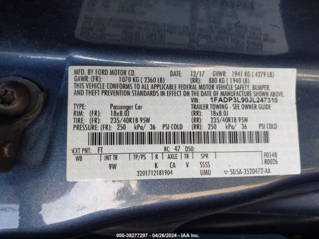 Photo 8 VIN: 1FADP3L90JL247310 - FORD FOCUS ST 