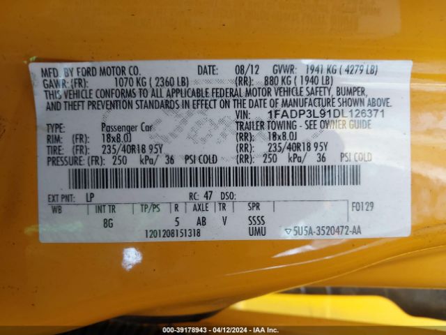 Photo 8 VIN: 1FADP3L91DL126371 - FORD FOCUS ST 