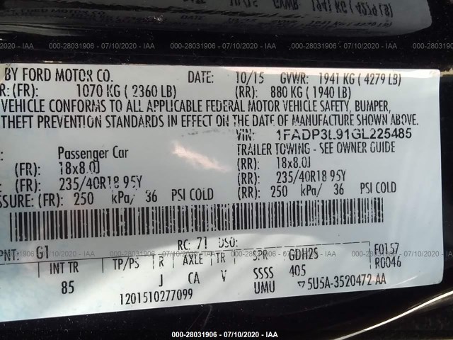 Photo 8 VIN: 1FADP3L91GL225485 - FORD FOCUS 