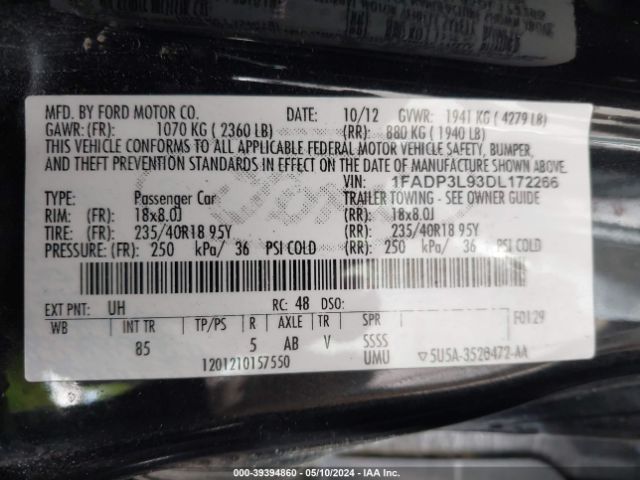 Photo 8 VIN: 1FADP3L93DL172266 - FORD FOCUS 