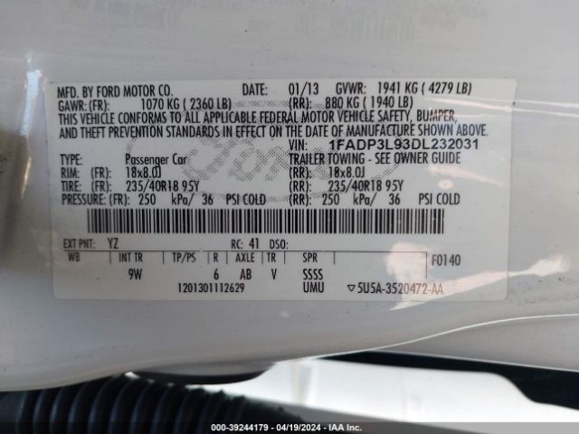 Photo 8 VIN: 1FADP3L93DL232031 - FORD FOCUS ST 