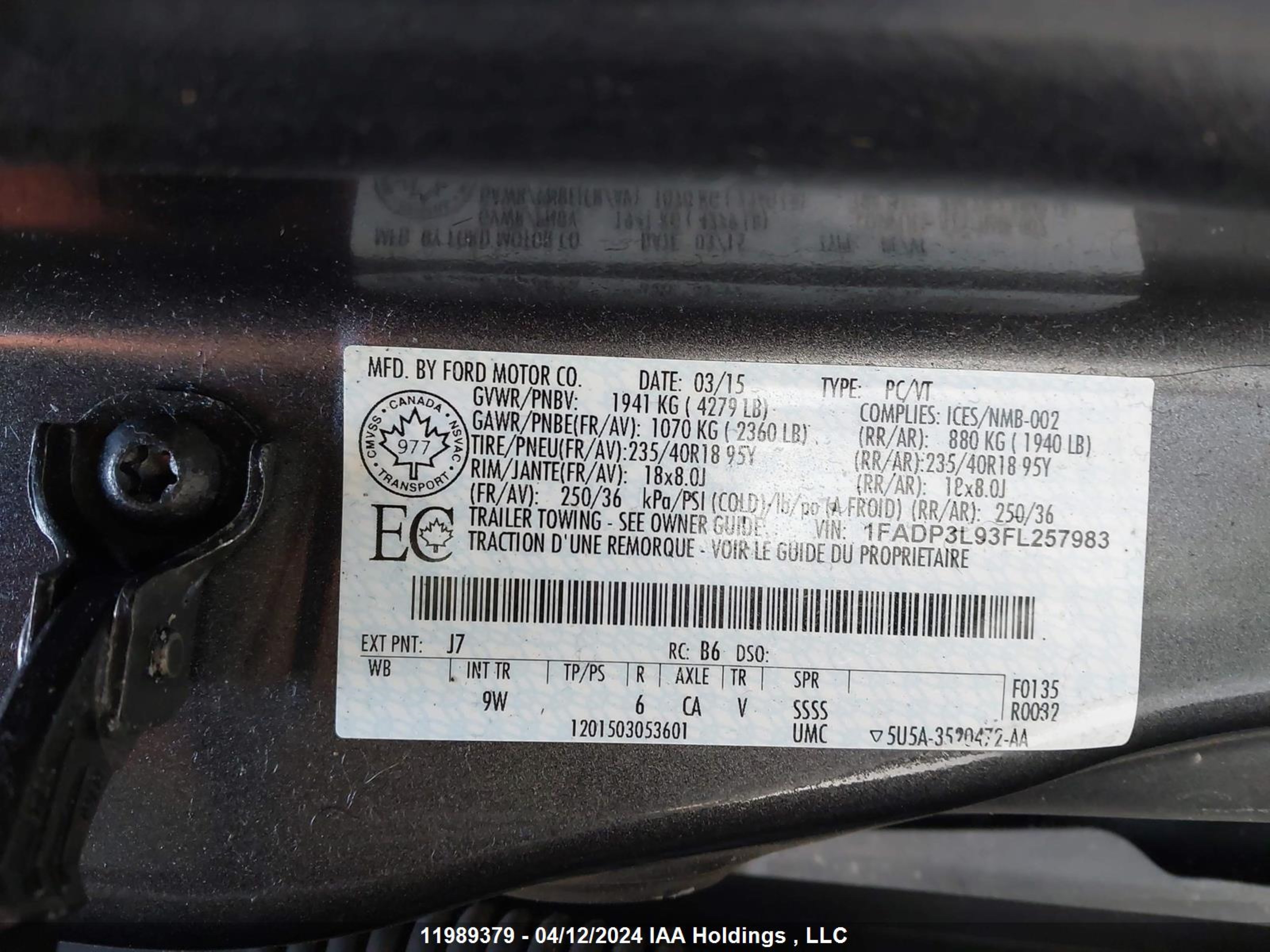 Photo 8 VIN: 1FADP3L93FL257983 - FORD FOCUS ST 