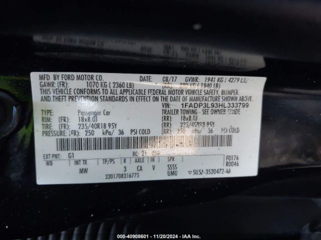 Photo 8 VIN: 1FADP3L93HL333799 - FORD FOCUS 